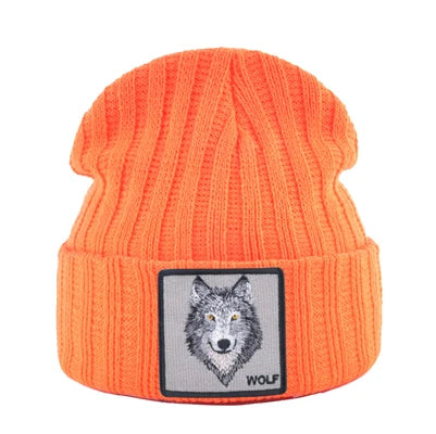 Knitted Wolf Pattern hat