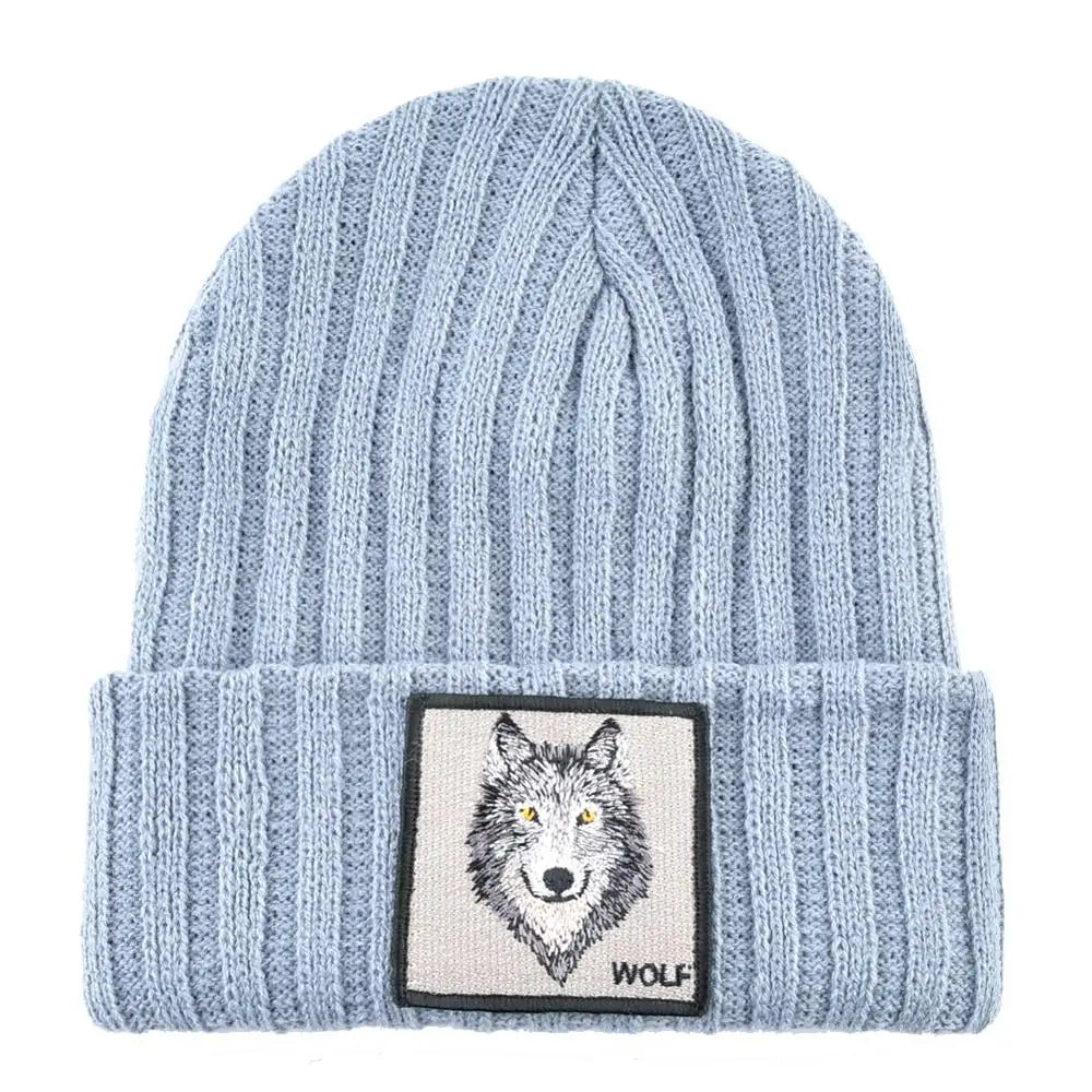 Knitted Wolf Pattern hat