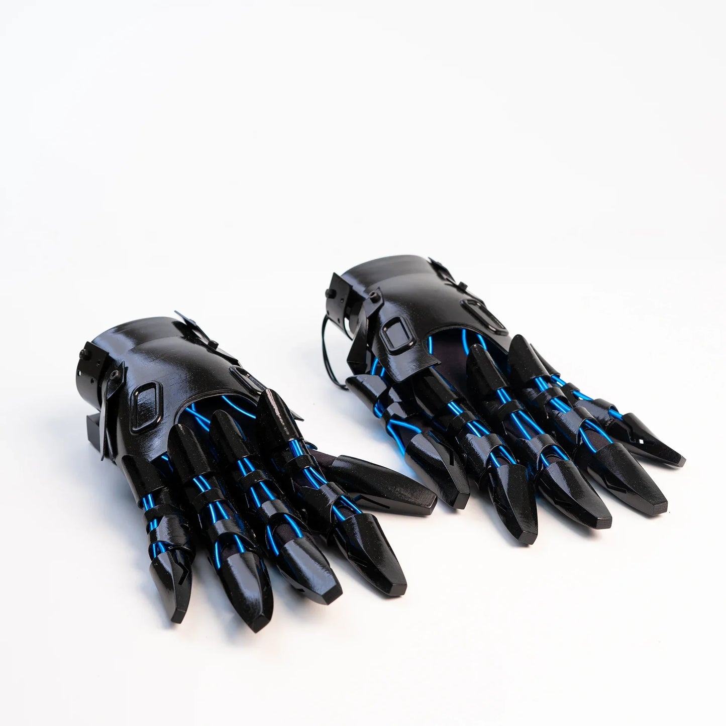 Punk Mechanical Cyber Glow Gloves Flexible Trendy Fingers Cool Game Equipment Punk Armor Glow Gloves Cosplay Clothing Props