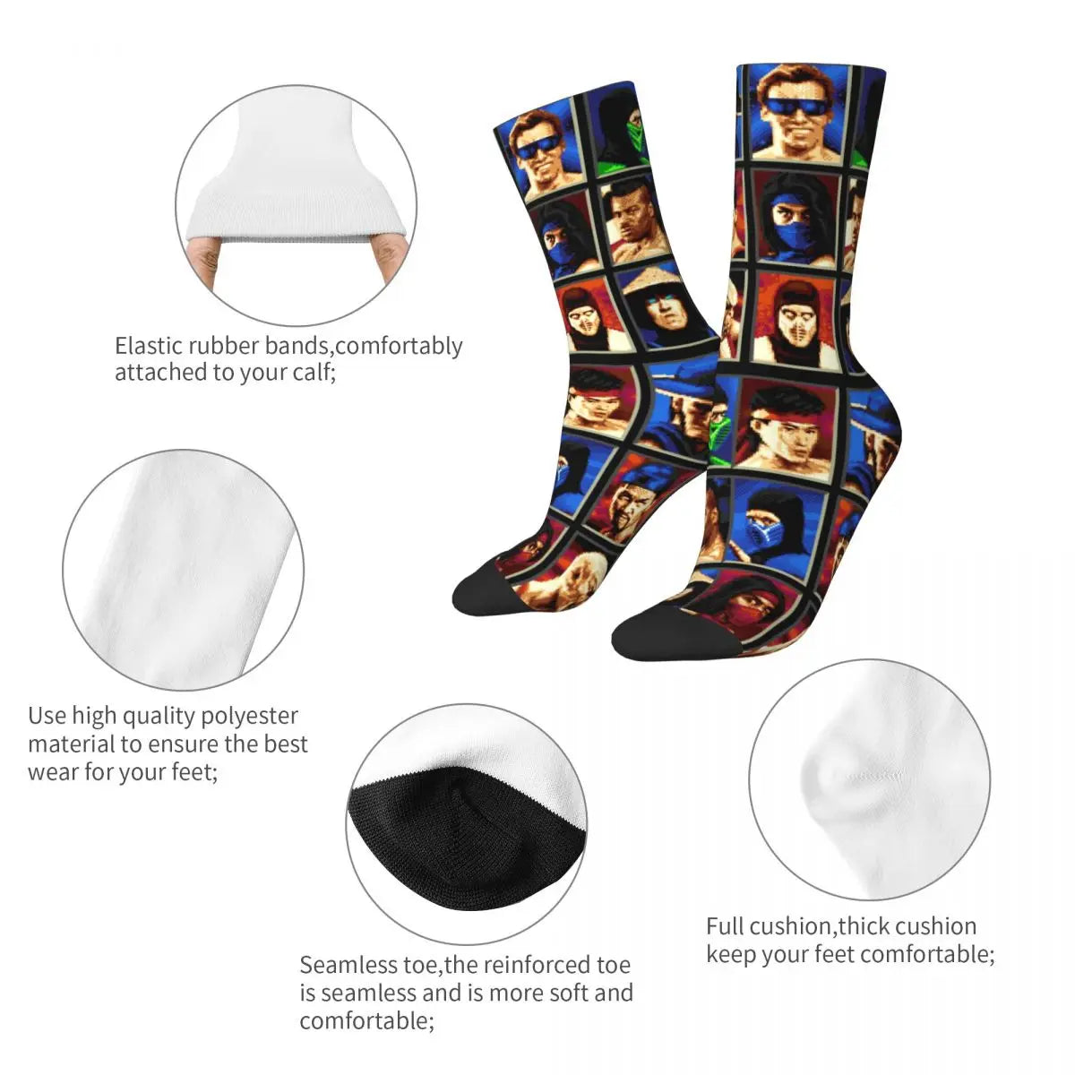 Crazy Mortal Kombat II Genesis Character Socks