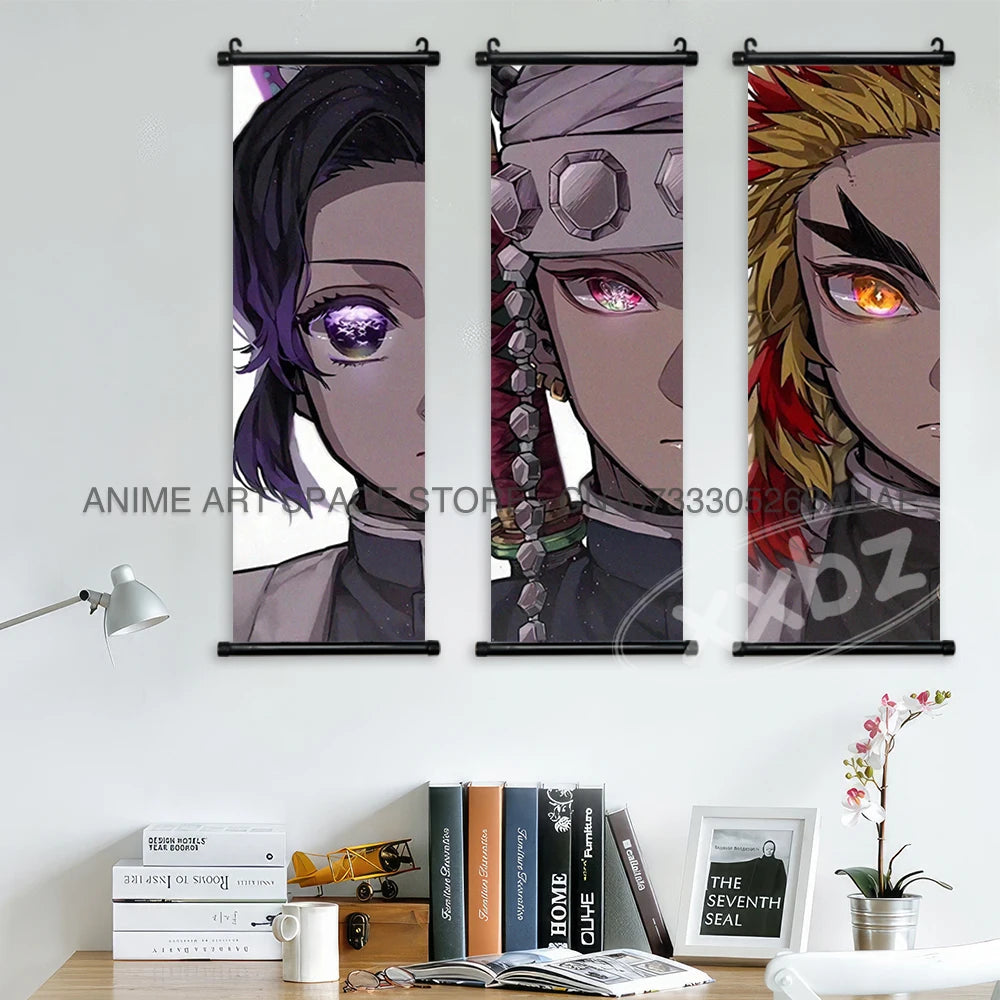 Demon Slayer Hanging Painting Wall Artwork Canvas Scrolls Picture Kawaii Anime Poster Kochou Shinobu Home Decor Children's Room